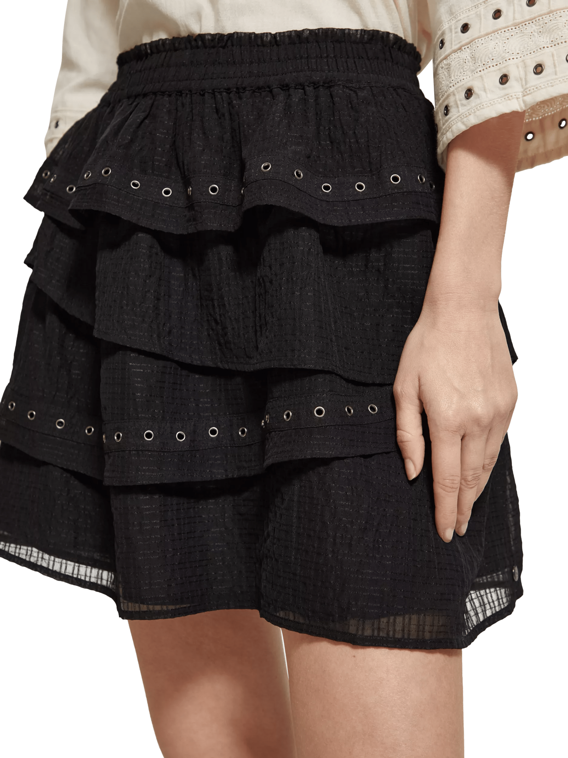 Scotch & Soda Ruffled mini skirt with eyelets MDL-DTL1