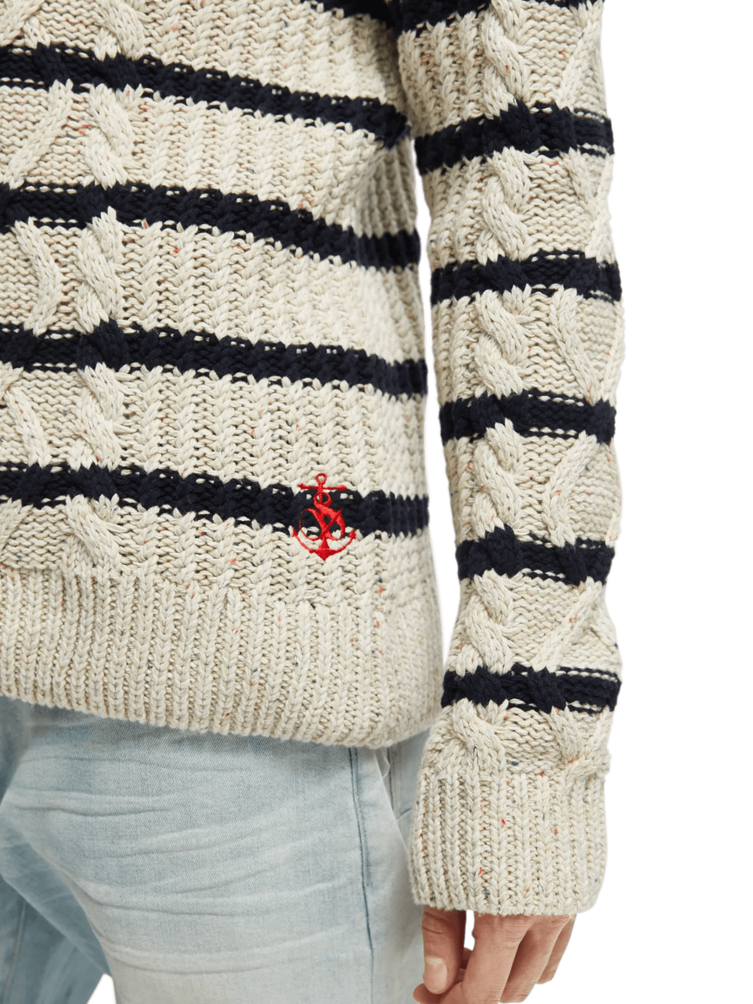 Scotch & Soda Speckled cable knit crewneck sweater NHD-DTL1