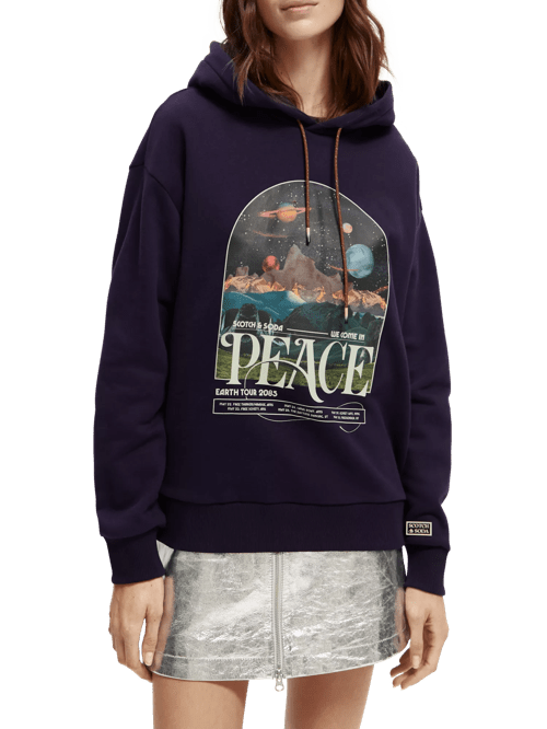 loose fit hoodie met artwork van biologisch katoen - maat l - multicolor - vrouw - scotch & soda trui