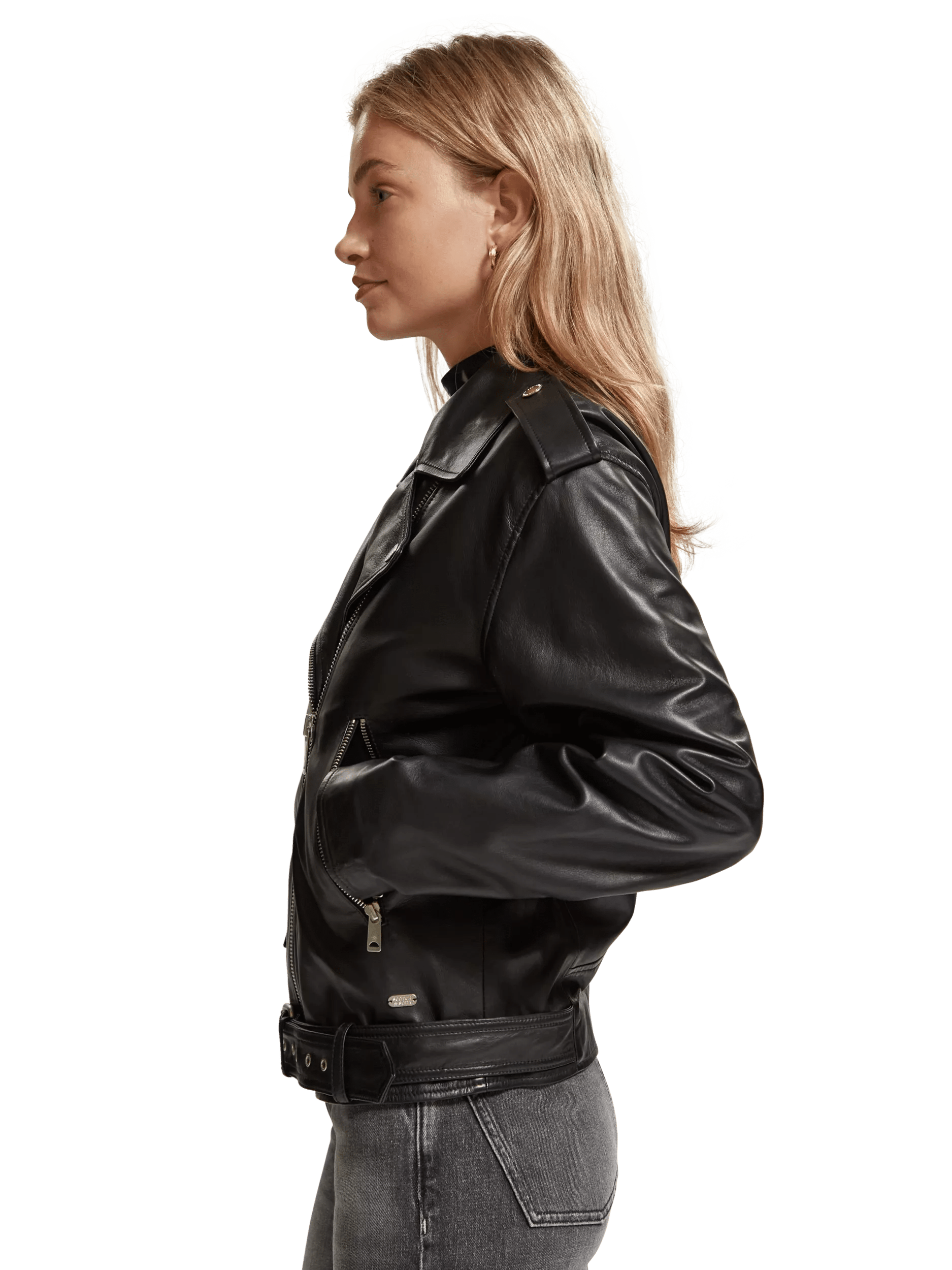 Scotch & Soda Oversized leather biker jacket MDL-SDE