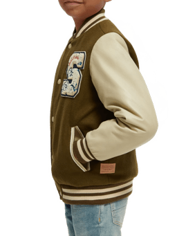 Scotch & Soda Wool college jacket with leather sleeves NHD-SDE