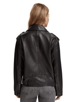 Scotch & Soda Oversized leather biker jacket MDL-BCK