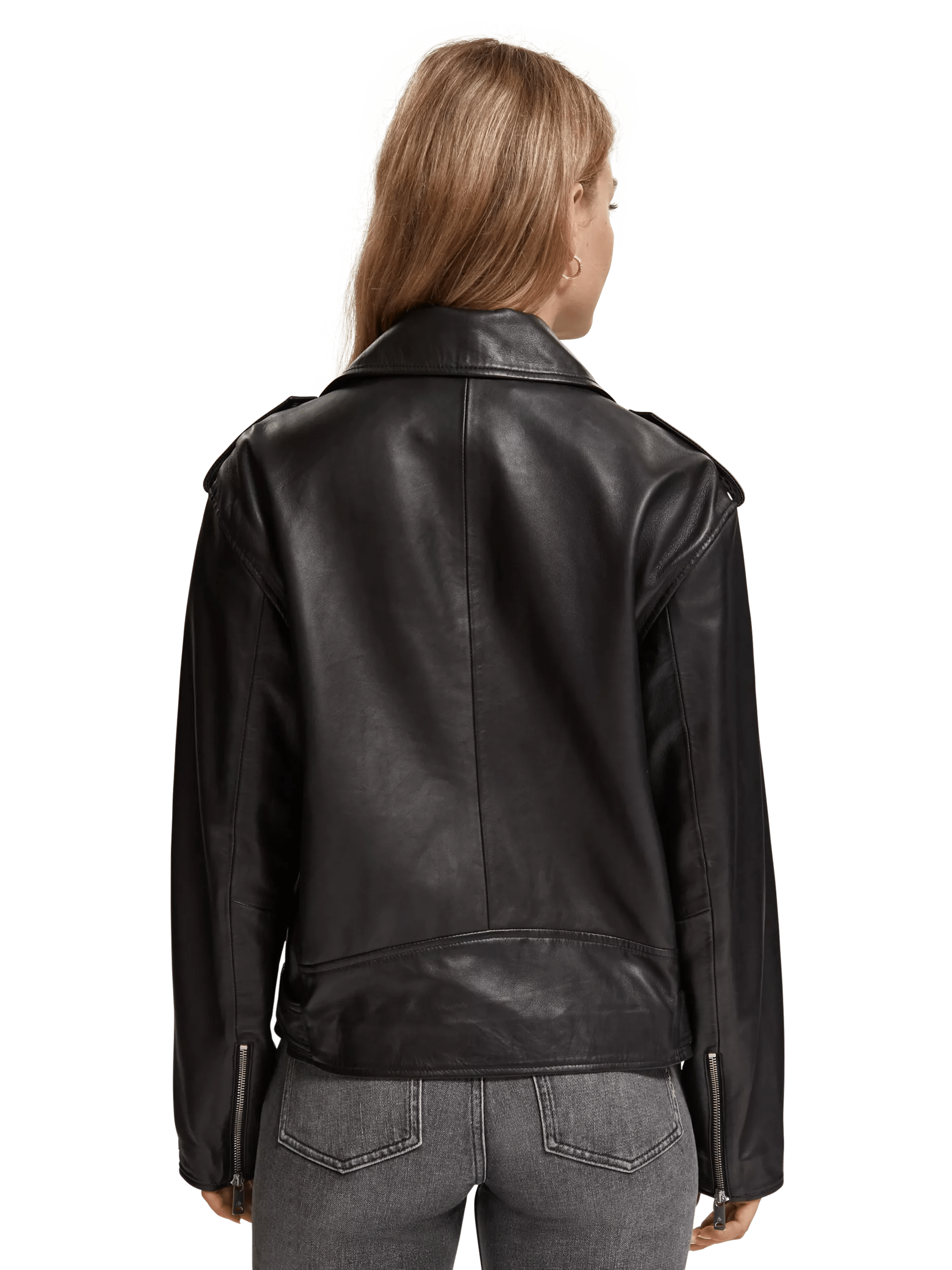Scotch & Soda Oversized leather biker jacket MDL-BCK