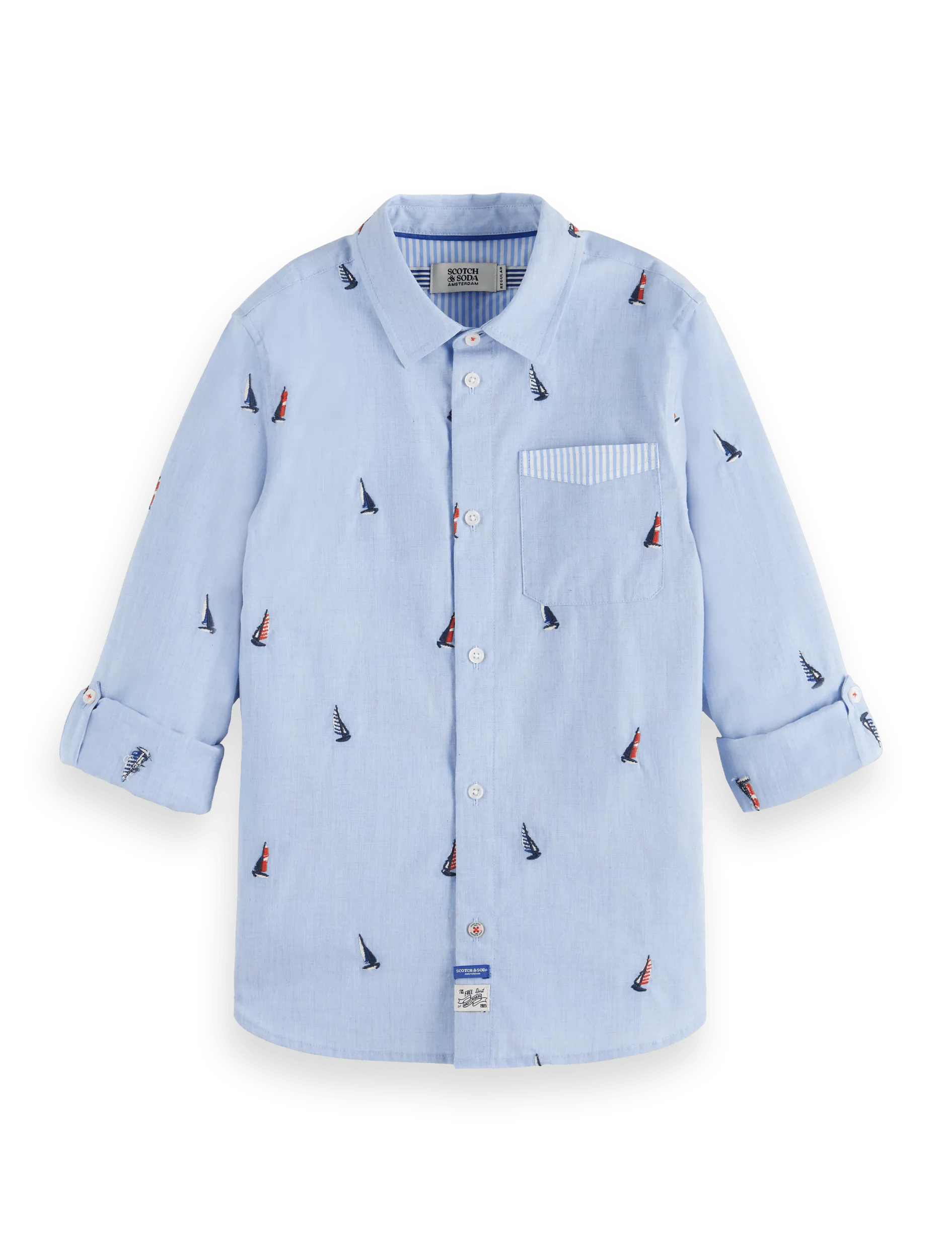 Scotch & Soda Regular-fit - mini all-over embroidery shirt FNT
