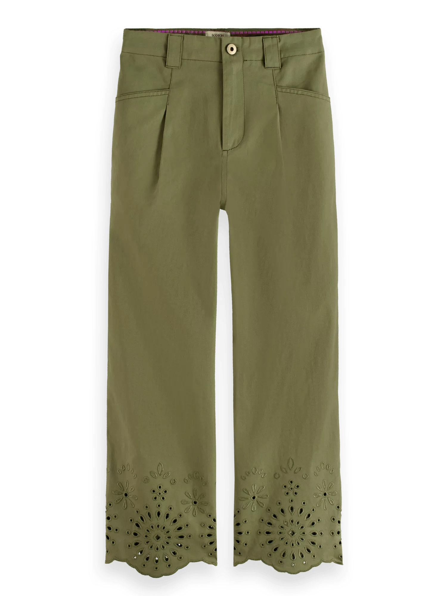 Scotch & Soda Liv - High rise straight leg embroidered cotton trousers FNT