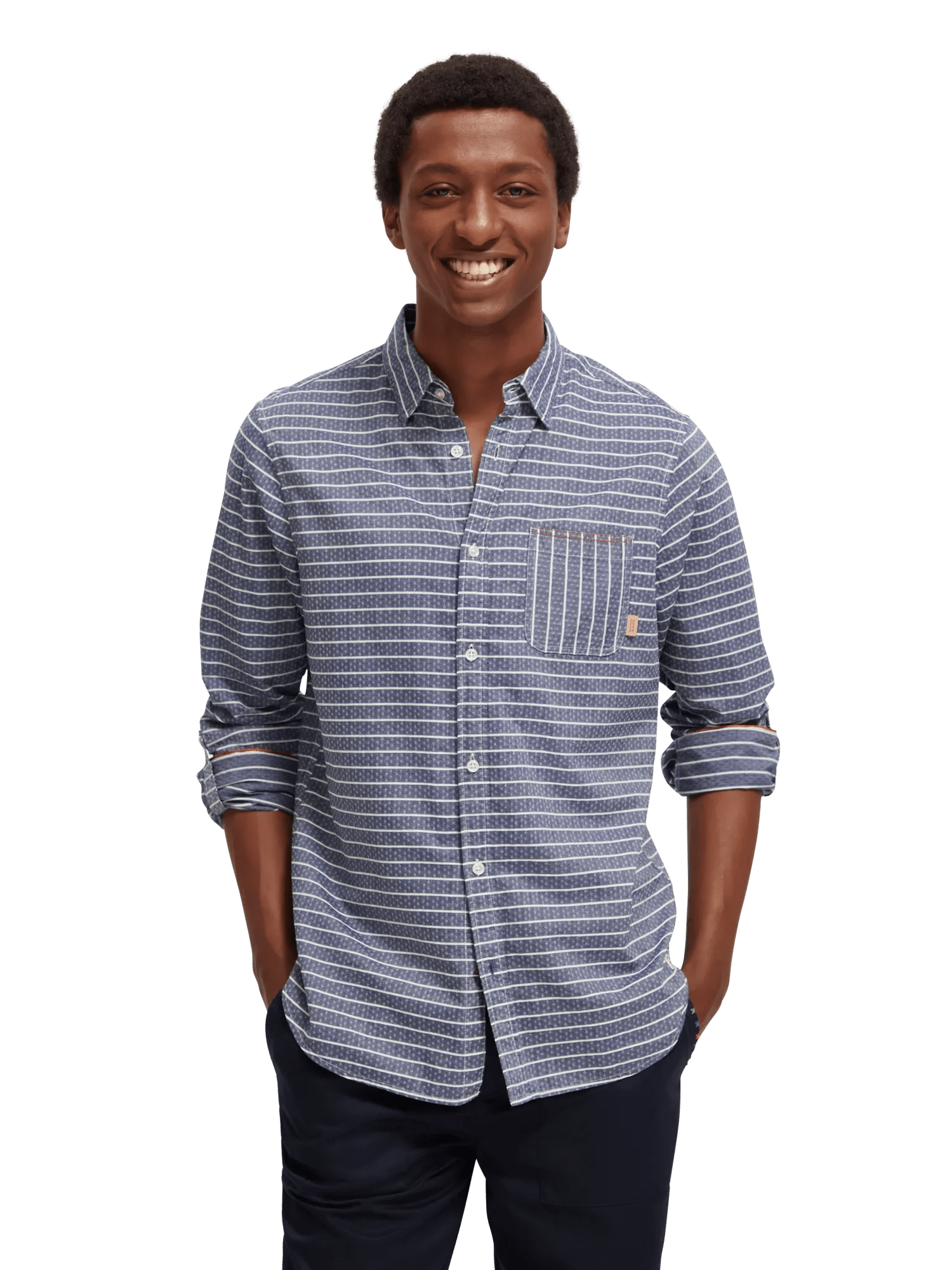 Scotch & Soda Regular fit striped sleeve-adjustment shirt MDL-CRP