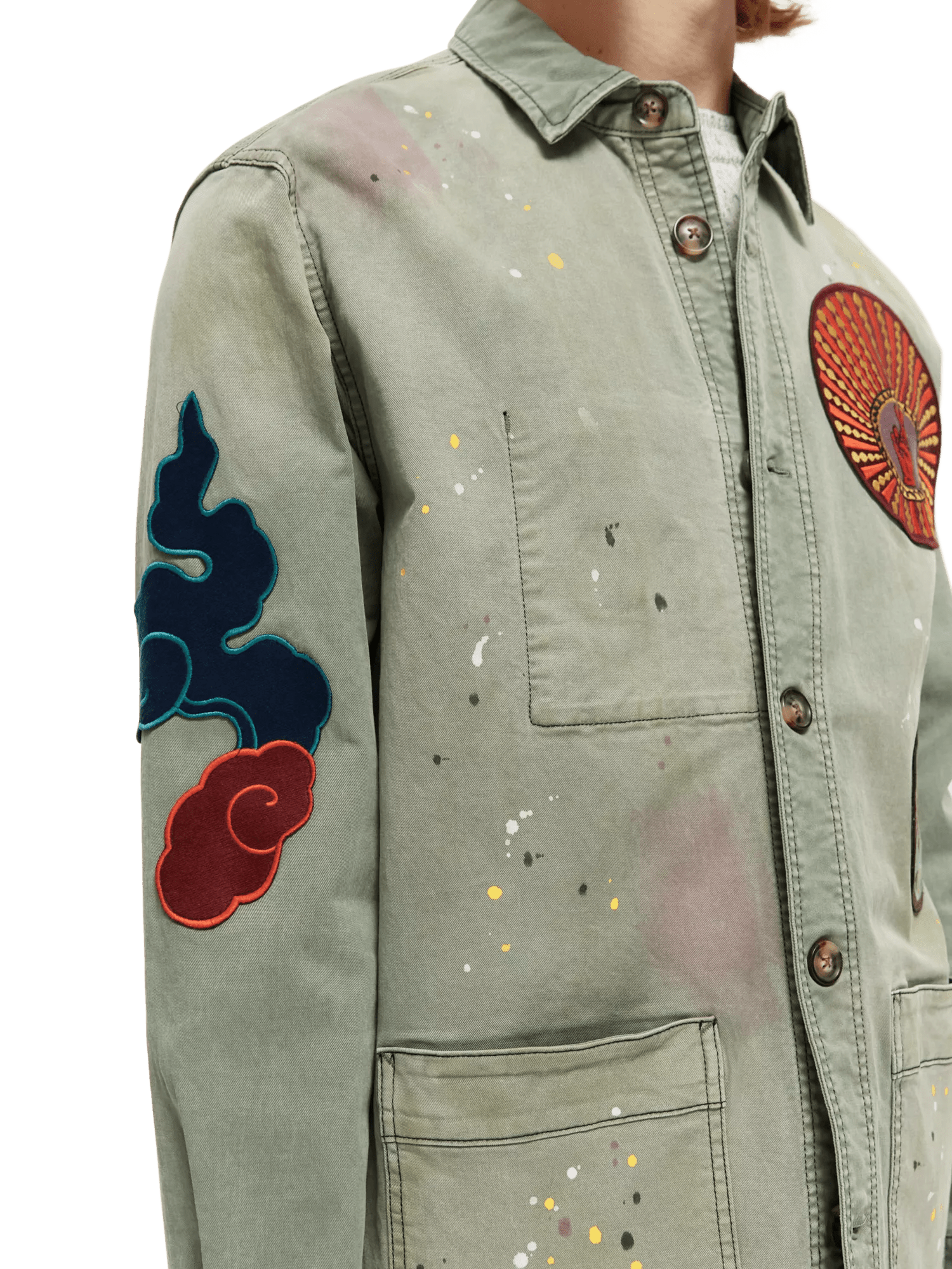 Scotch & Soda Worker jacket with special washing and badges NHD-DTL2