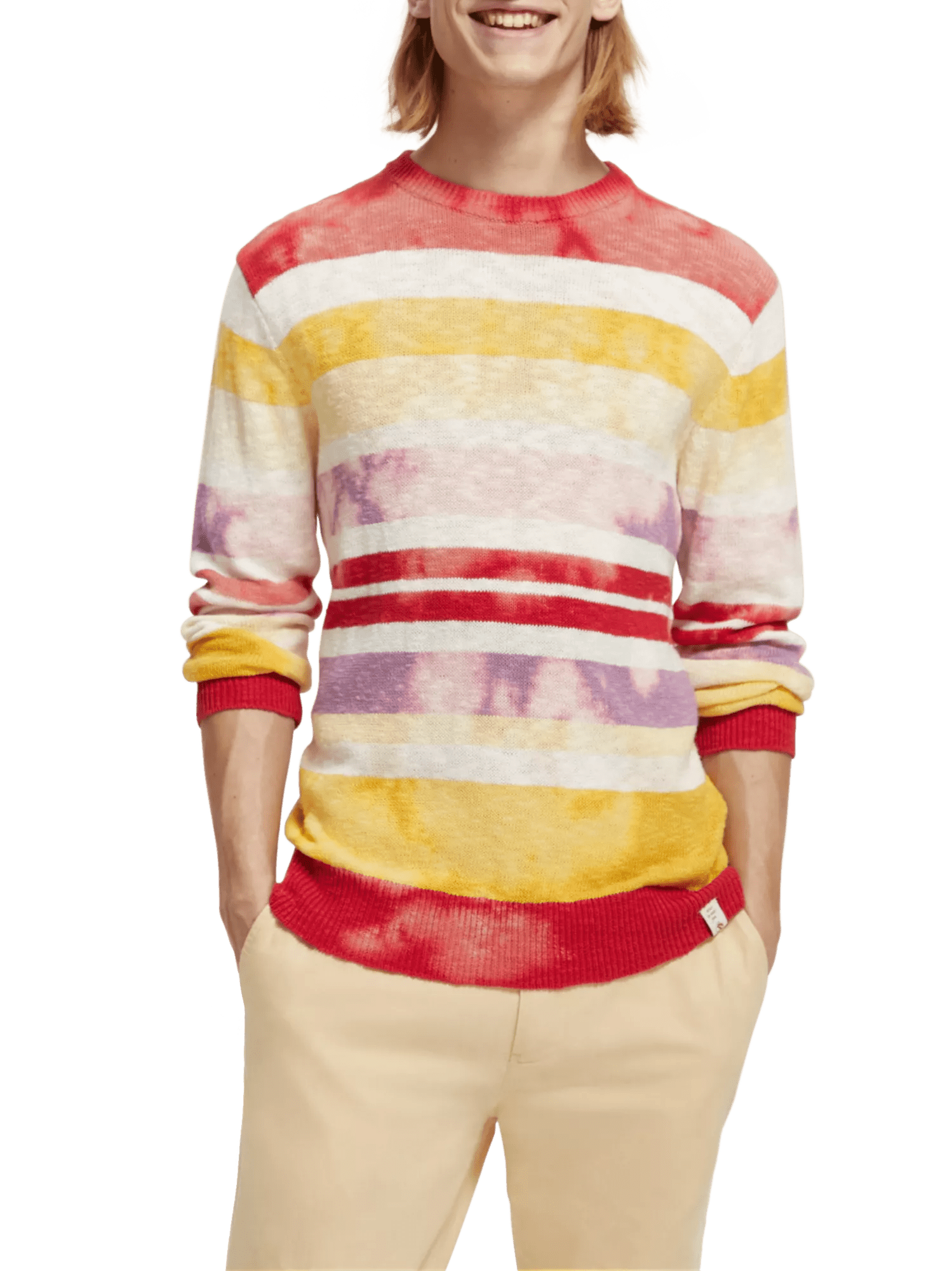 Scotch & Soda Striped slub-cotton pullover with tie-dye NHD-CRP