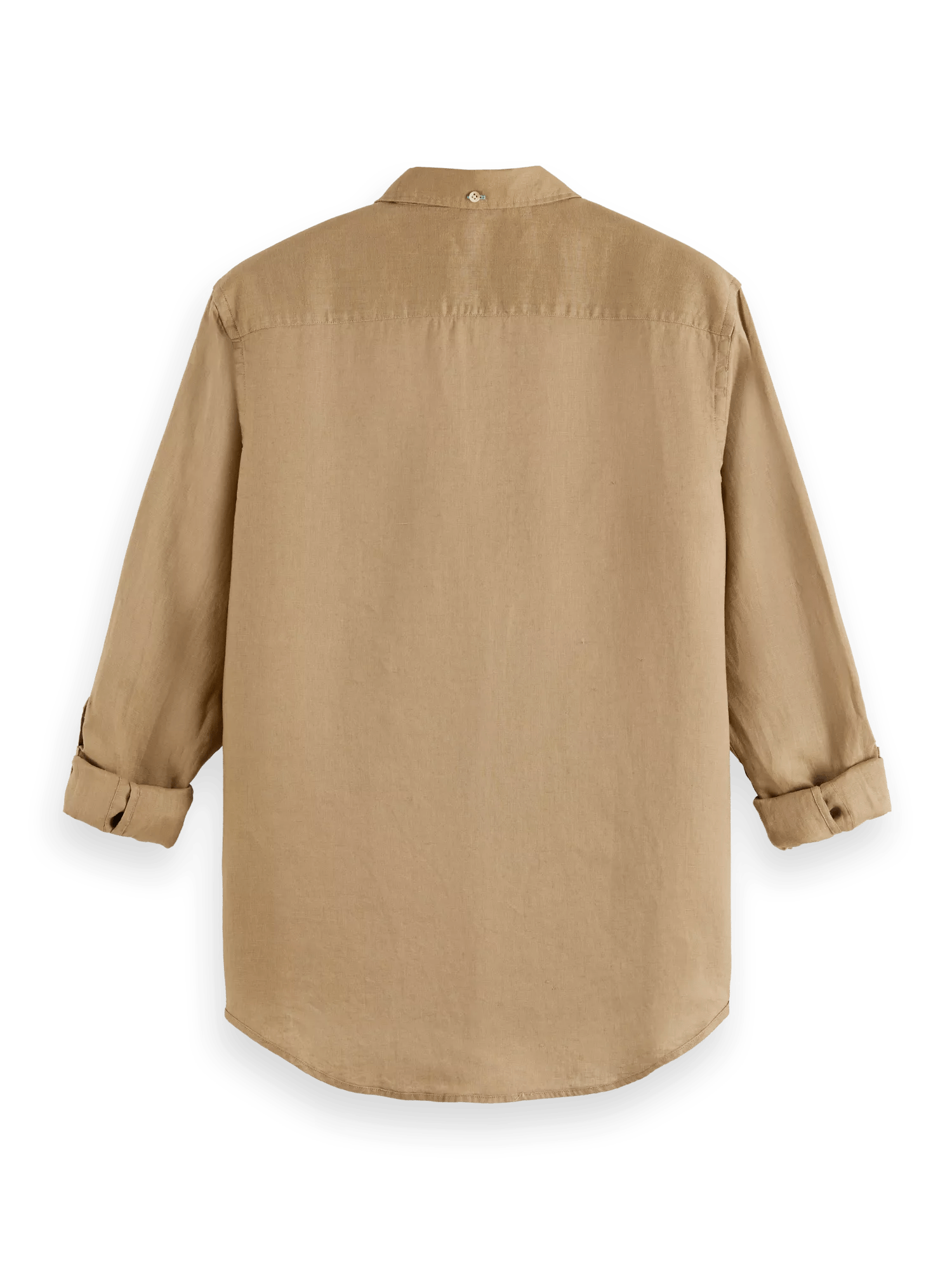 Scotch & Soda Slim-fit linnen overhemd met mouwaanpassingen BCK
