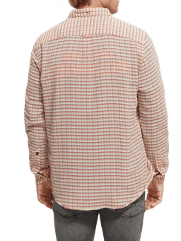 Scotch & Soda Light weight voile seersucker shirt in checks NHD-BCK