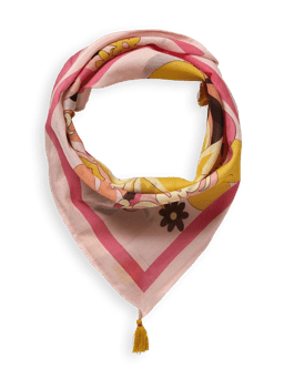 Scotch & Soda Cotton square bandana scarf with tassels FNT