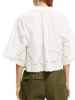 Scotch & Soda Crop shirt with broderie anglaise in Organic Cotton NHD-BCK