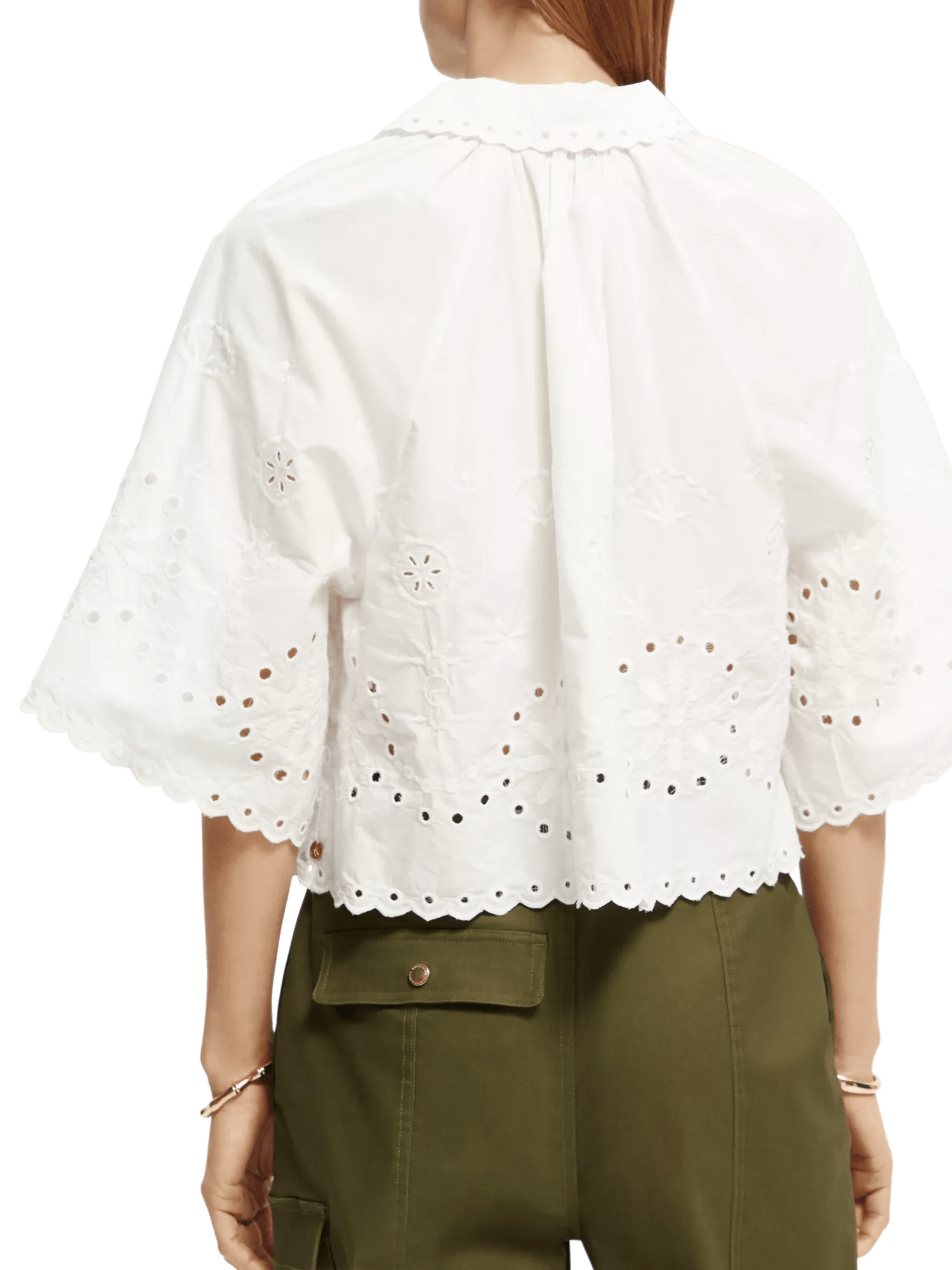Scotch & Soda Crop shirt with broderie anglaise in Organic Cotton NHD-BCK