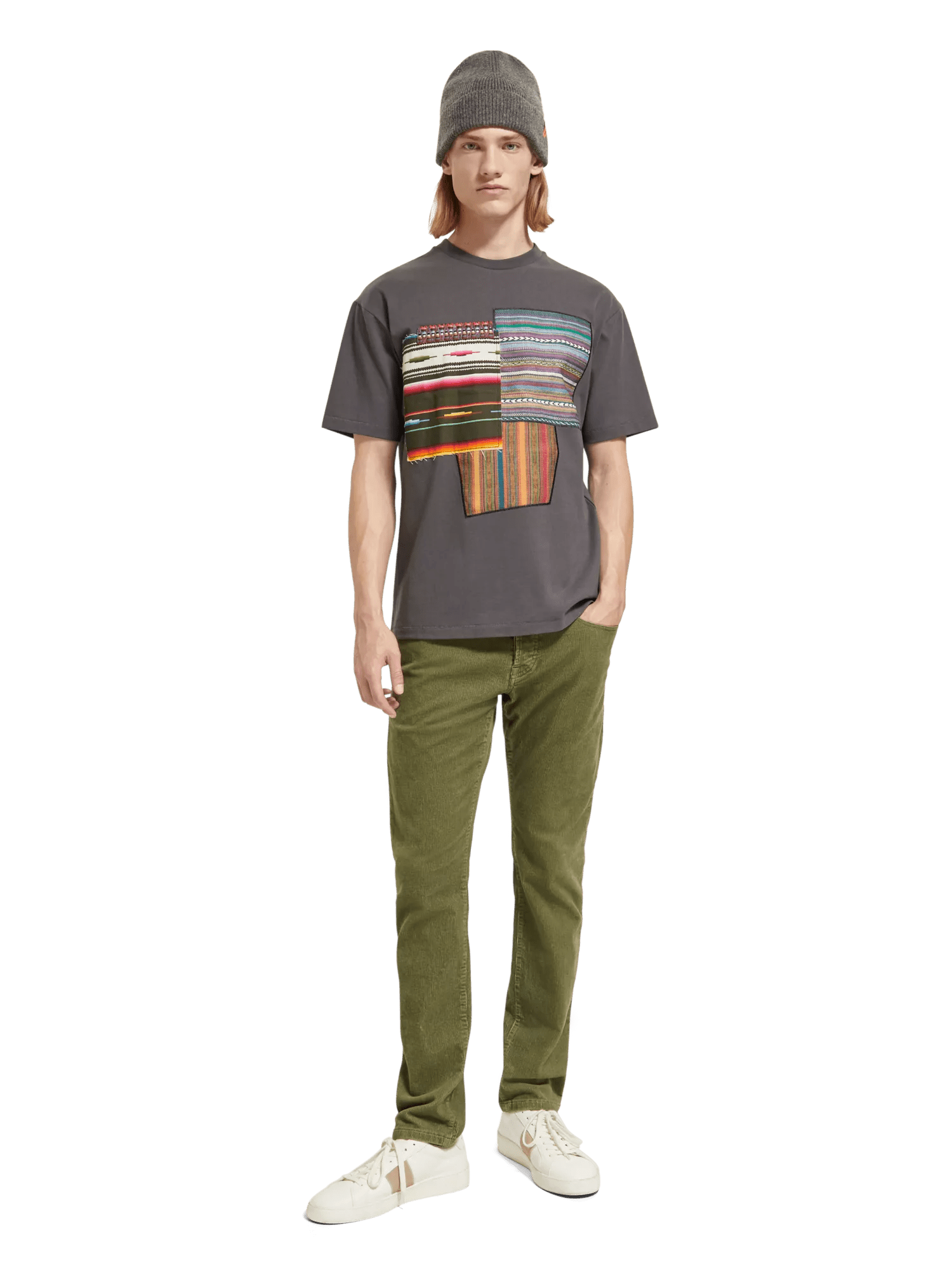 Scotch & Soda Relaxed-fit woven appliqué T-Shirt MDL-FNT