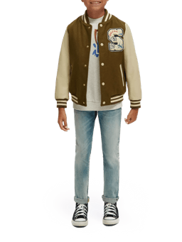 Scotch & Soda Wool college jacket with leather sleeves NHD-FNT