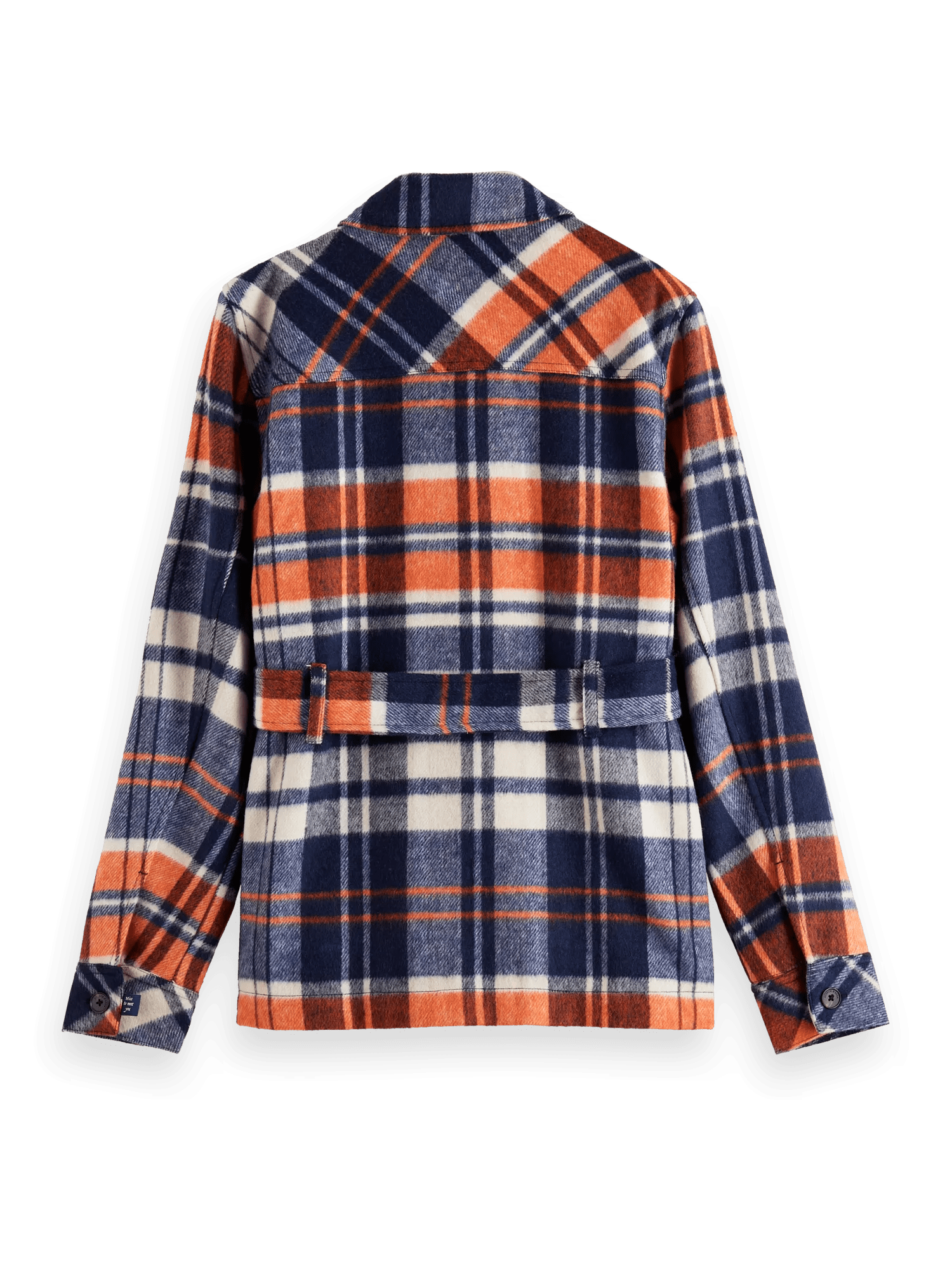 Checked wool-blended belted overshirt