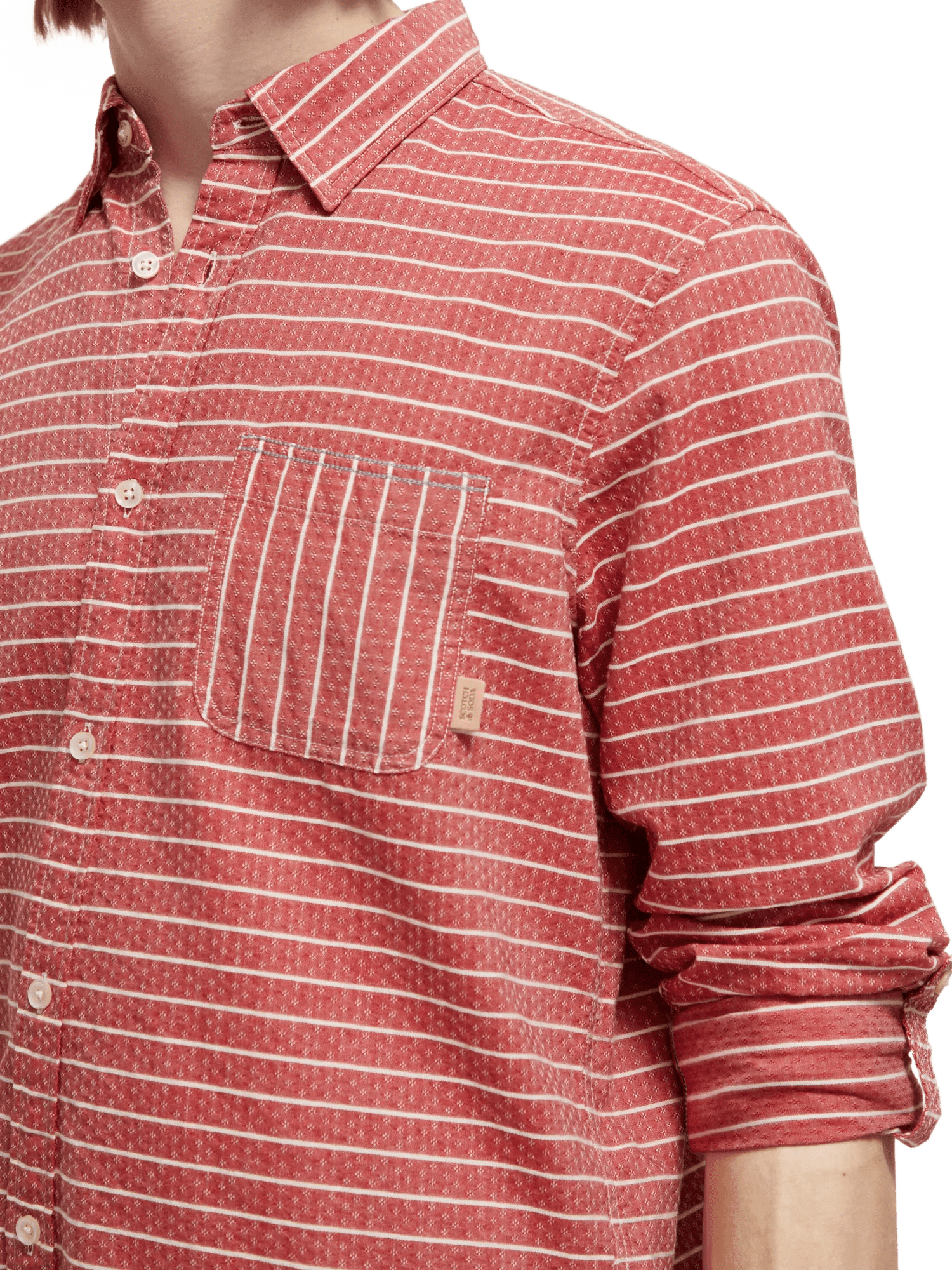 Scotch & Soda Regular fit striped sleeve-adjustment shirt MDL-DTL1