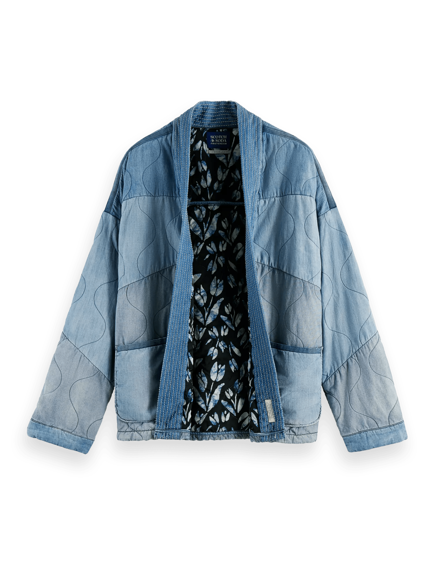 Scotch & Soda Lightweight quilted denim kimono jacket DTL1