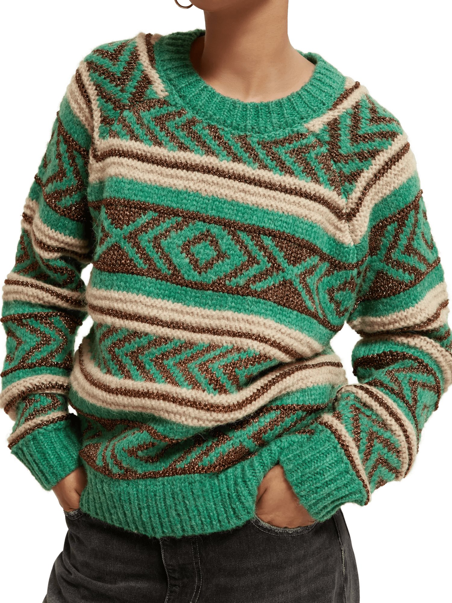 Metallic fair isle sweater