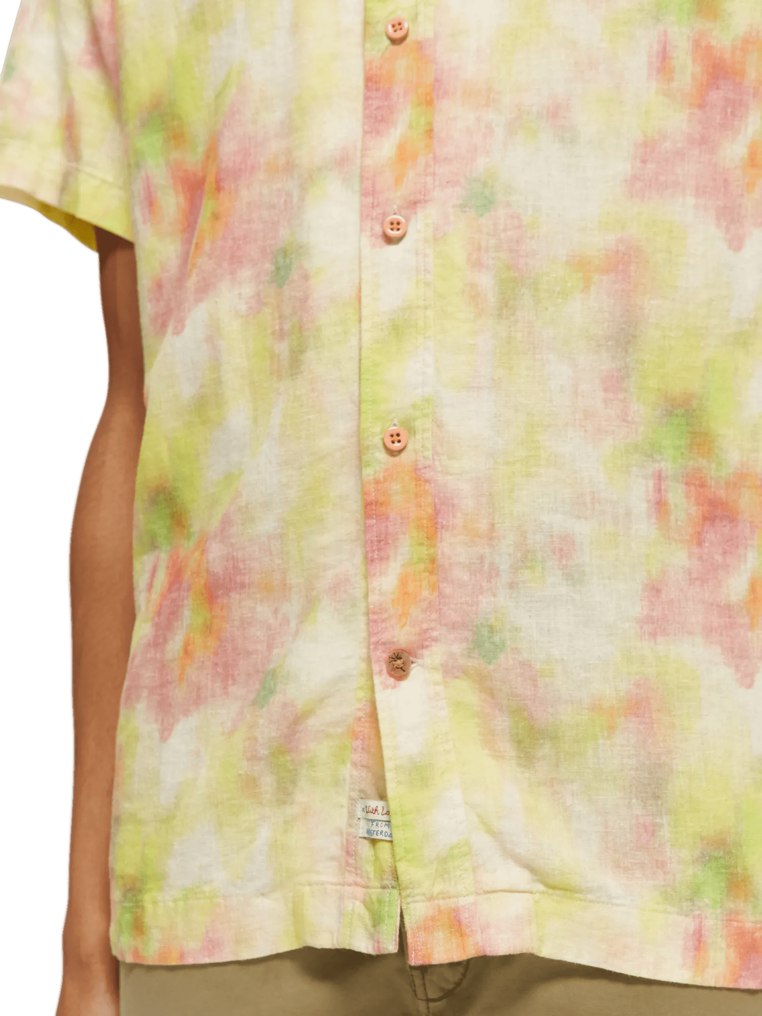 Scotch & Soda Tie-dye printed linen-blend shortsleeve shirt NHD-DTL2