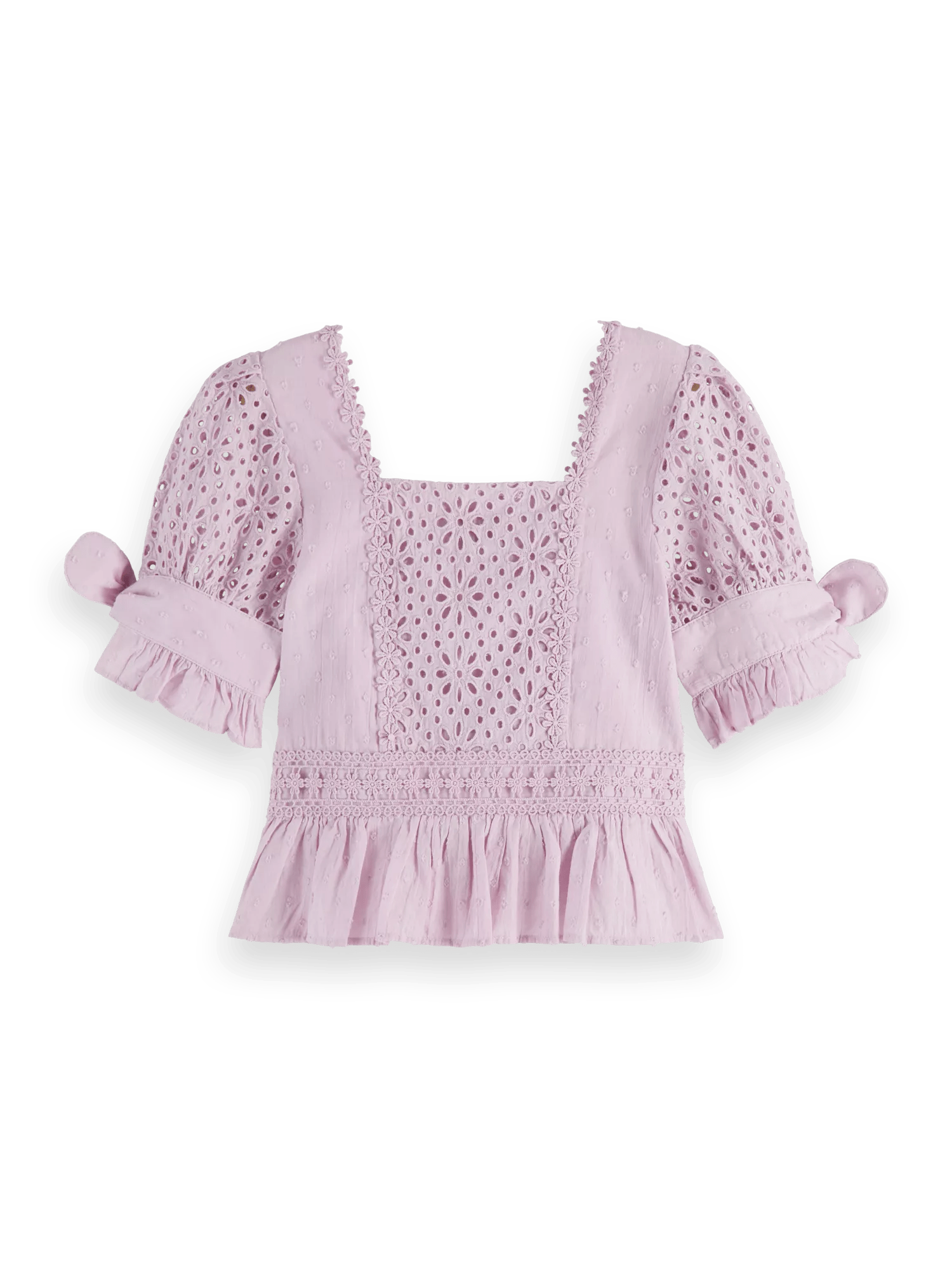 Scotch & Soda Short-sleeved broderie anglaise top BCK